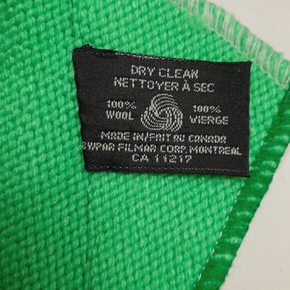 Retro 80's CAPPELLO 100% Wool Intarsia Stripe Pattern Knit Beanie Hat Green OS - Picture 13 of 15